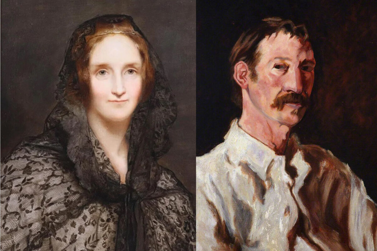 Retrato de Mary Shelley y Robert Louis Stevenson.